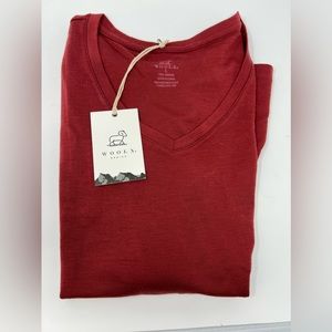WoolX Aspen V Neck merlot large NWT 100% merino wool.
